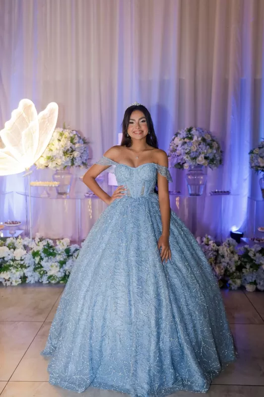 Vestido Giovanna Azul serenity - Interiço com Calda