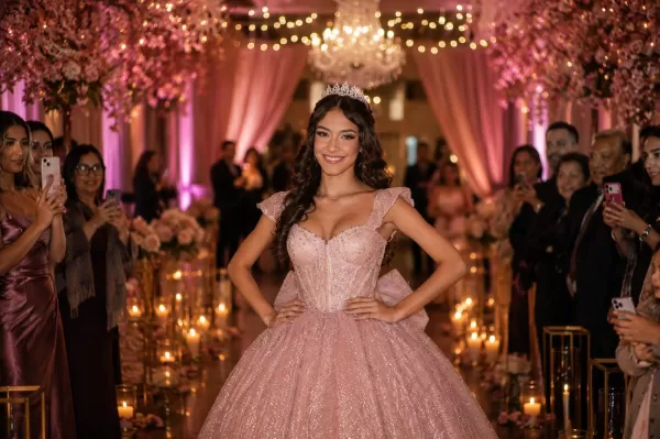 Gabrielly Rosé vestido interiço - brilho/Gliter Ar