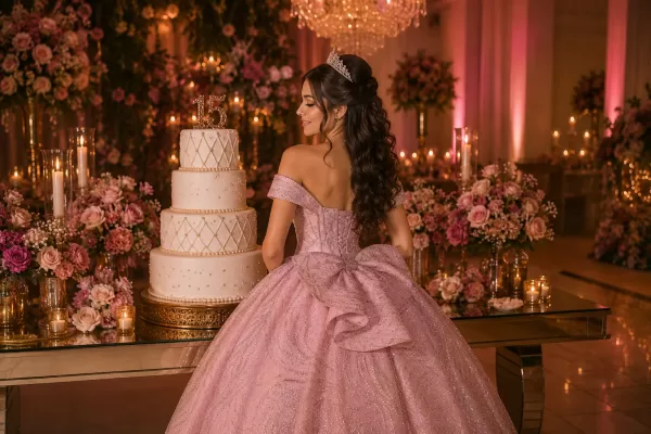Gabrielly Rosé vestido interiço - brilho/Gliter Ar - Imagem 3