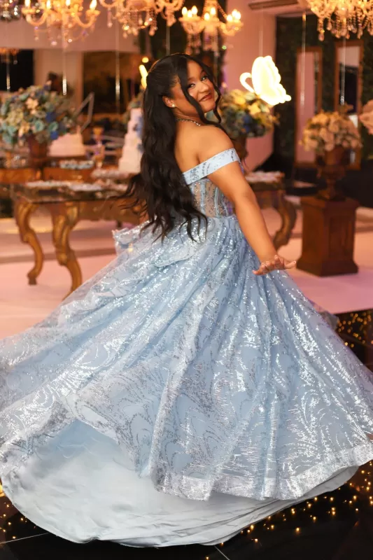 Vestido JHULYA Azul Serenity Arabesco /Laço - Foto 2