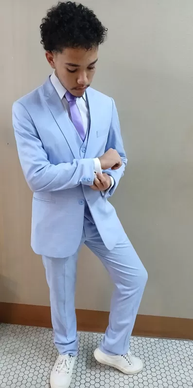 Vestido Terno Azul Cerenit  linho  com colete alfaiataria - Terno Azul Cerenit Linho alfaiataria com colete